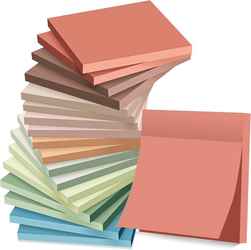vipstar (18 Pack) Sticky Notes 3x3 in Post, Vintage Colors, Sticky Pads, Strong Adhesive, Recyclable, Self-Stick Pads, Easy to Post for Home, Office, Notebook - Image 1